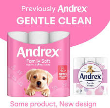 Andrex Gentle Clean Toilet Rolls - 45 Toilet Roll Pack - Bulk Buy Toilet Rolls - Gentle and Soft on Your Family's Skin - Dermatologically Tested